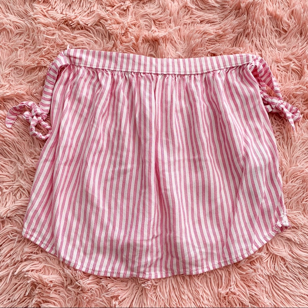 Pink Striped Off the Shoulder Top